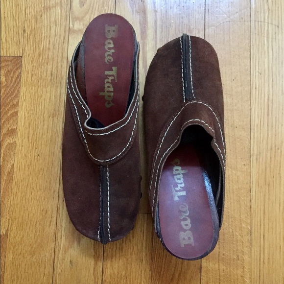 Brown Suede Faux Wood Platform Clogs l Size 7 lNew - Picture 2 of 6